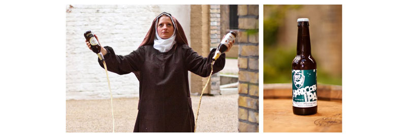 Ist eine dogmatische Definition von Craft-Beer wirklich an allen Stellen nötig? Knieende Nonne opfert Industriebier vor einem BrewDog-Altar