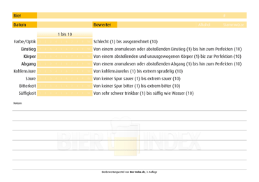 Bier-Index-Bewertungszettel