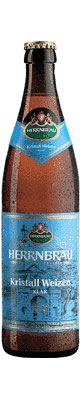 Das Bier Herrnbräu Kristall Weizen wird hier als Produktbild gezeigt.