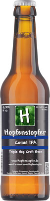 Das Bier Hopfenstopfer Comet IPA wird hier als Produktbild gezeigt.