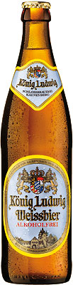Das Bier König Ludwig Weissbier Alkoholfrei wird hier als Produktbild gezeigt.