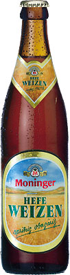 Das Bier Moninger Hefe Weizen wird hier als Produktbild gezeigt.