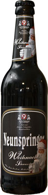 Das Bier Neunspringer Weihnachts Schwarzbier wird hier als Produktbild gezeigt.