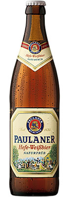 Das Bier Paulaner Hefe-Weißbier Naturtrüb wird hier als Produktbild gezeigt.