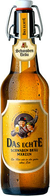 Das Bier Schwaben Bräu Das Echte wird hier als Produktbild gezeigt.