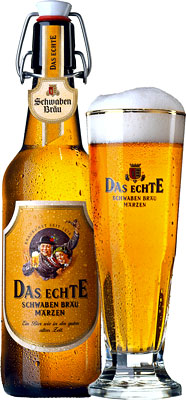 Das Bier Schwaben Bräu Das Echte wird hier als Produktbild gezeigt.