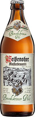 Das Bier Weißenoher Klosterbier Bendiktiner Pils wird hier als Produktbild gezeigt.
