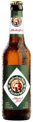 Das Bier Alpirsbacher Klosterbräu Alkoholfrei wird hier als Produktbild gezeigt.