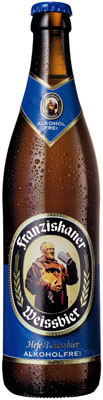 Das Bier Franziskaner Hefe-Weissbier Alkoholfrei wird hier als Produktbild gezeigt.