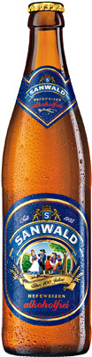 Das Bier Sanwald Hefeweizen Alkoholfrei wird hier als Produktbild gezeigt.